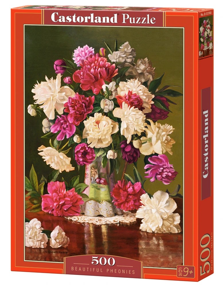 500 Piece Jigsaw Puzzle, Beautiful Pheonies, Bunch of flowers, Still nature, Adult Puzzle, Castorland B-53780 Bridge Toys - Premium Jigsaw Puzzles