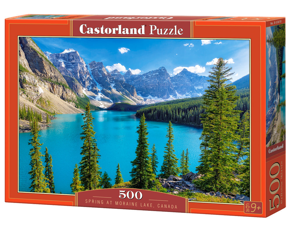 500 Piece Jigsaw Puzzle, Spring at Moraine Lake, Canada, Mountain view, Landscape puzzle, Adult Puzzle, Castorland B-53810 Bridge Toys - Premium Jigsaw Puzzles