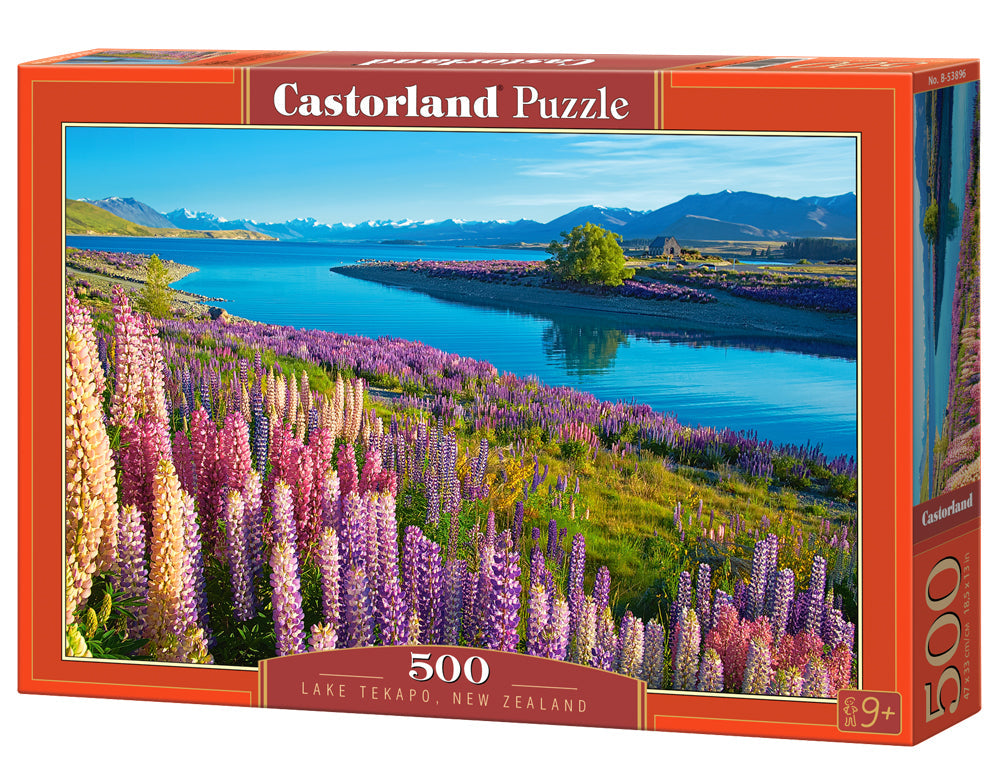 500 Piece Jigsaw Puzzle, Lake Tekapo, New Zealand, Mackenzie Region, Flower puzzle, Vibrant natural beauty, Adult Puzzle, Castorland B-53896 Bridge Toys - Premium Jigsaw Puzzles