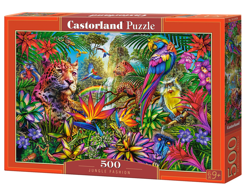 500 Piece Jigsaw Puzzle, Jungle Fashion, Animal puzzles, Vibrant wildlife, Tropical fantasy art., Adult Puzzle, Castorland B-53926 Bridge Toys - Premium Jigsaw Puzzles