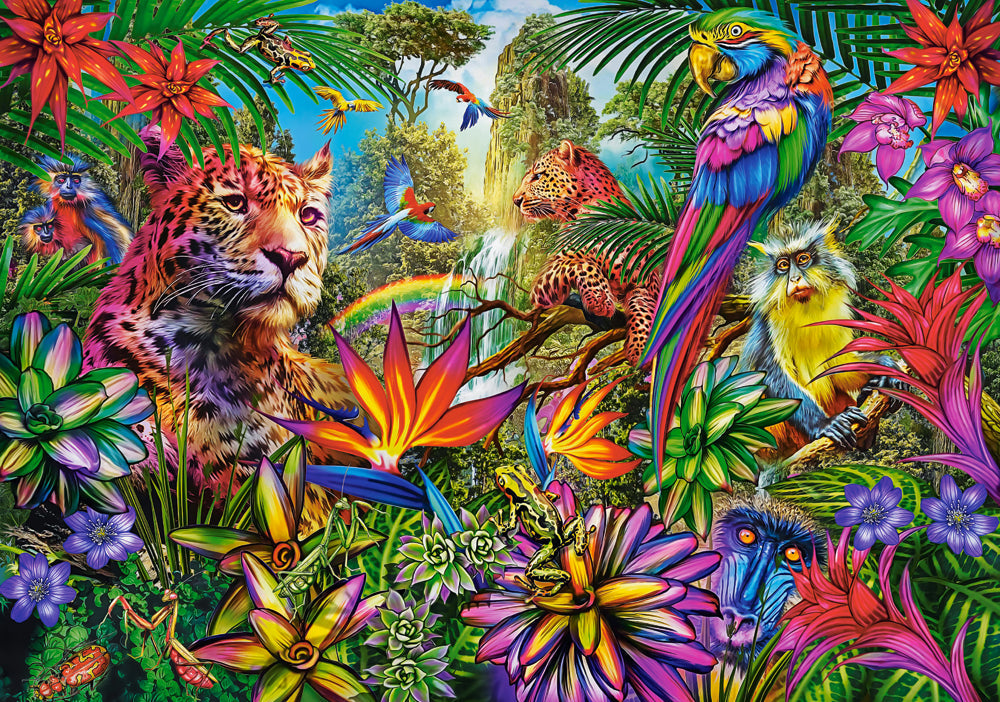 500 Piece Jigsaw Puzzle, Jungle Fashion, Animal puzzles, Vibrant wildlife, Tropical fantasy art., Adult Puzzle, Castorland B-53926 Bridge Toys - Premium Jigsaw Puzzles