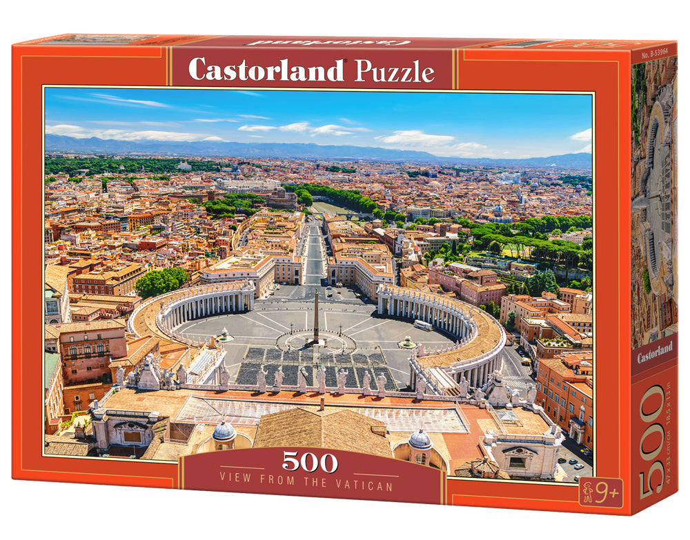 500 Piece Jigsaw Puzzle, View from the Vatican, Rome, Puzzle of Italy, St. Peter square, Tourist place, Adult Puzzle, Castorland B-53964 Bridge Toys - Premium Jigsaw Puzzles