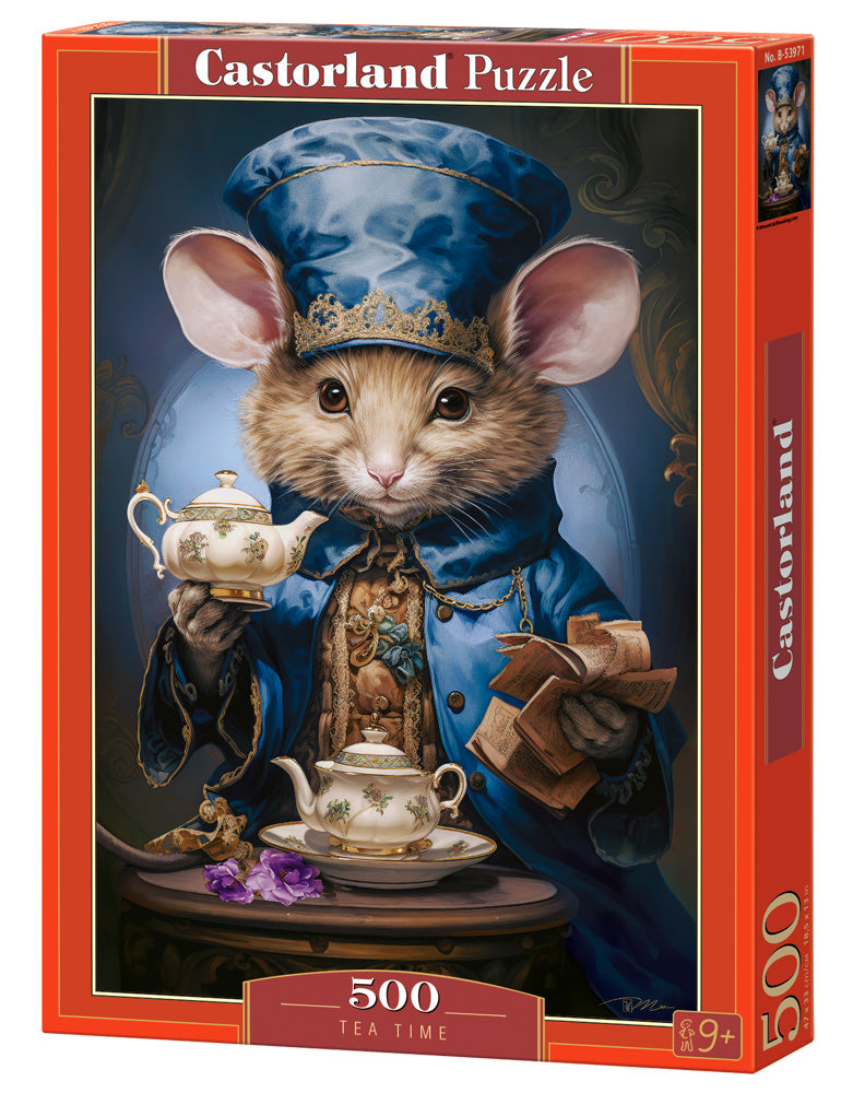 500 Piece Jigsaw Puzzle, Tea Time, Art. Puzzle, Mouse and small teapot and saucer, Adult Puzzle, Castorland B-53971 Bridge Toys - Premium Jigsaw Puzzles