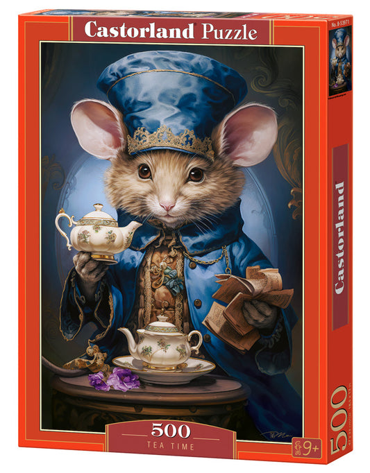 500 Piece Jigsaw Puzzle, Tea Time, Art. Puzzle, Mouse and small teapot and saucer, Adult Puzzle, Castorland B-53971 Bridge Toys - Premium Jigsaw Puzzles