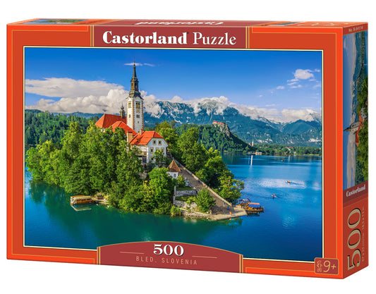 500 Piece Jigsaw Puzzle, Bled, Slovenia, Historic church, Lake view, Alps landscape, Adult Puzzle, Castorland B-54114 Bridge Toys - Premium Jigsaw Puzzles