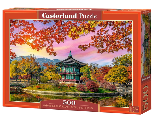 500 Piece Jigsaw Puzzle, Gyeongbokgung Palace, Seoul, South Korea, Autumn Leaves, Fall Scenery, Colorful, Reflection, Adult Puzzle, Castorland B-54138 Bridge Toys - Premium Jigsaw Puzzles
