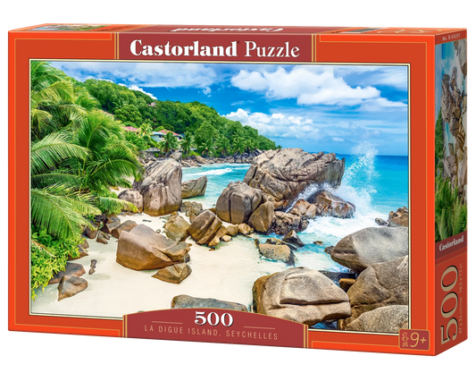 500 Piece Jigsaw Puzzle, La Digue Island, Seychelles, Tropical beach puzzle, Paradise Island, Landscape jigsaw, Adult Puzzle, Castorland B-54251 Bridge Toys - Premium Jigsaw Puzzles