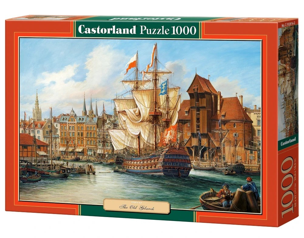 1000 Piece Jigsaw Puzzle, The Old Gdansk, Poland, historic sailing ship, Adult Puzzle, Castorland C-102914-2 Bridge Toys - Premium Jigsaw Puzzles