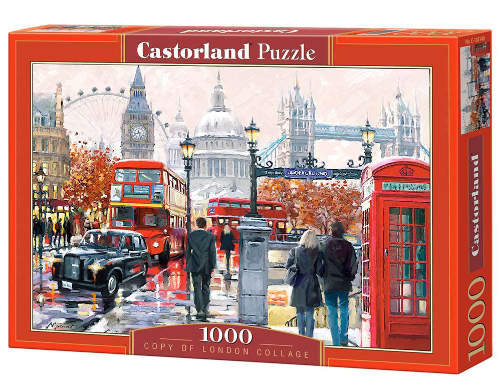 1000 Piece Jigsaw Puzzle, London Collage, Colorful Puzzle of the UK, London puzzle, European Puzzle, Adult Puzzle, Castorland C-103140-2 Bridge Toys - Premium Jigsaw Puzzles