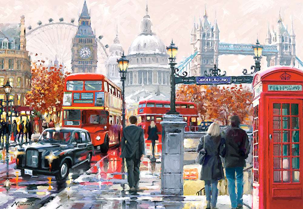 1000 Piece Jigsaw Puzzle, London Collage, Colorful Puzzle of the UK, London puzzle, European Puzzle, Adult Puzzle, Castorland C-103140-2 Bridge Toys - Premium Jigsaw Puzzles