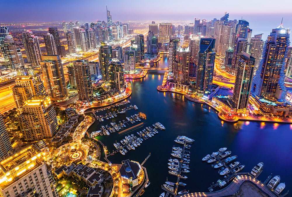1000 Piece Jigsaw Puzzle, Dubai at Night, City Lights Puzzle, Emirates, Adult Puzzle, Castorland C-103256-2 Bridge Toys - Premium Jigsaw Puzzles