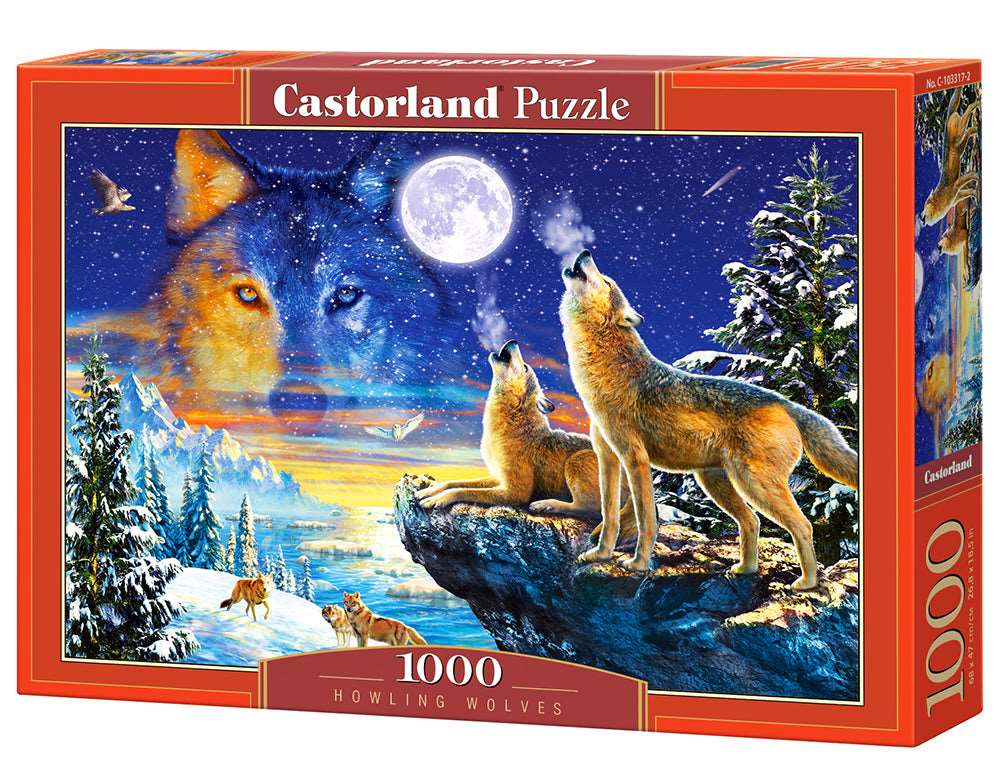 1000 Piece Jigsaw Puzzle, Howling Wolves, Adult Puzzle, Castorland C-103317-2 Bridge Toys - Premium Jigsaw Puzzles