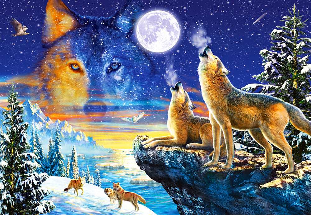 1000 Piece Jigsaw Puzzle, Howling Wolves, Adult Puzzle, Castorland C-103317-2 Bridge Toys - Premium Jigsaw Puzzles