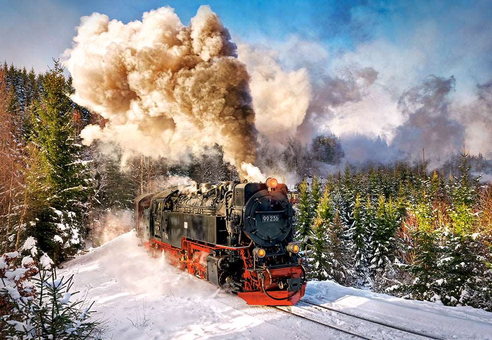 1000 Piece Jigsaw Puzzle, Steam Train, Mountain Train, Locomotive Puzzle, Adult Puzzle, Castorland C-103409-2 Bridge Toys - Premium Jigsaw Puzzles