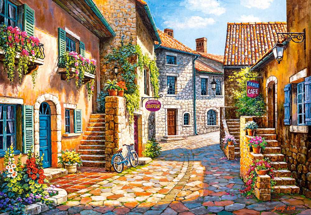 1000 Piece Jigsaw Puzzle, Rue de Village, France, Painting Puzzle, Adult Puzzle, Castorland C-103744-2 Bridge Toys - Premium Jigsaw Puzzles