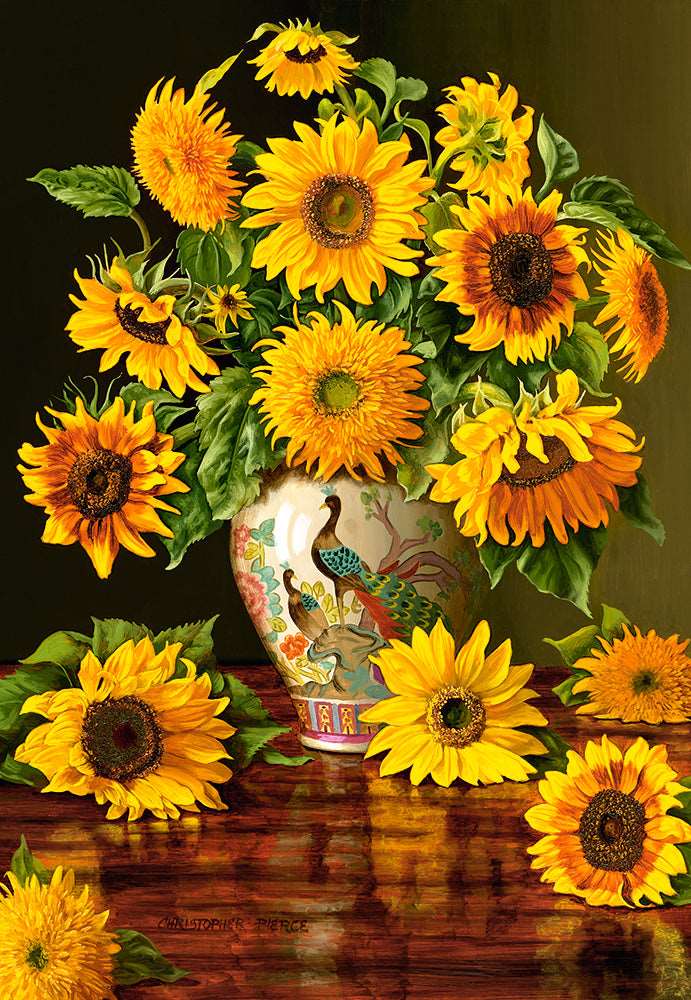 1000 Piece Jigsaw Puzzle, Sunflowers in a Vase, Christopher Pierce, Flower and plants Puzzle, Painting Puzzle, Adult Puzzle, Castorland C-103843-2 Bridge Toys - Premium Jigsaw Puzzles
