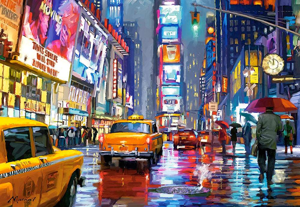 1000 Piece Jigsaw Puzzle, Times Square, NY, New York, New York City Art, USA, yellow cab, Adult Puzzle, Castorland C-103911-2 Bridge Toys - Premium Jigsaw Puzzles