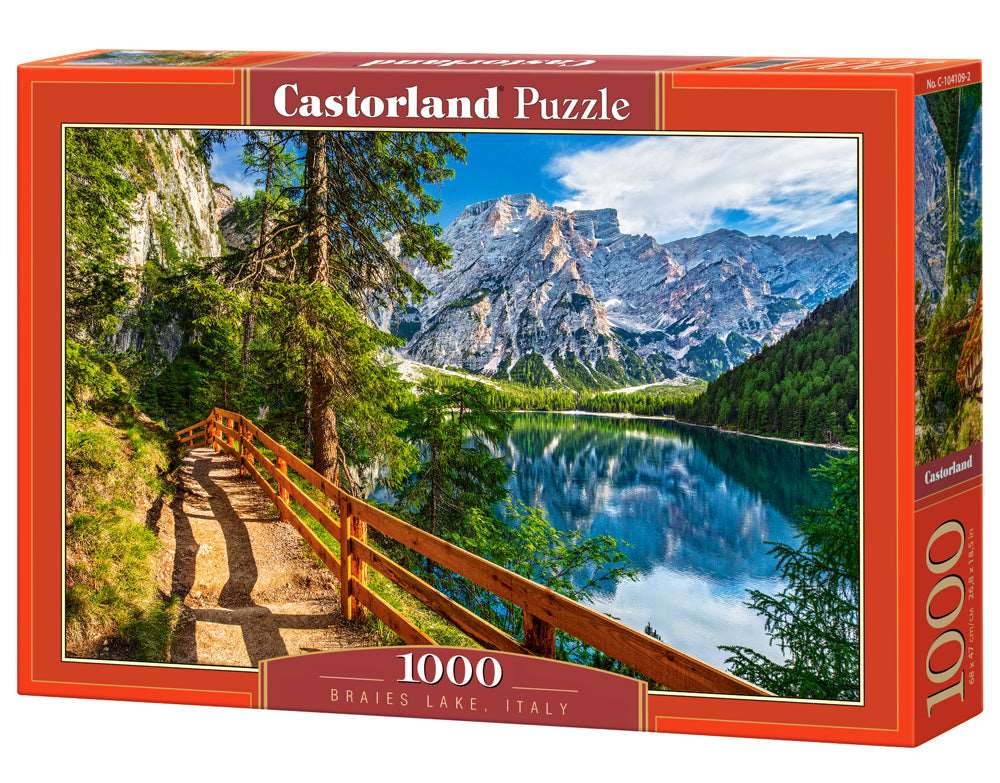1000 Piece Jigsaw Puzzle, Braies Lake, Italy, Landscape Puzzle of Italy with Mountains, Dolomites, South Tyrol, Adult Puzzle, Castorland C-104109-2 Bridge Toys - Premium Jigsaw Puzzles