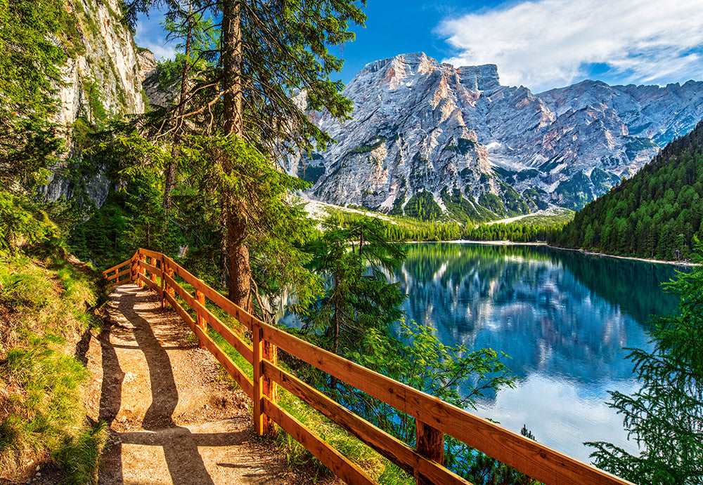 1000 Piece Jigsaw Puzzle, Braies Lake, Italy, Landscape Puzzle of Italy with Mountains, Dolomites, South Tyrol, Adult Puzzle, Castorland C-104109-2 Bridge Toys - Premium Jigsaw Puzzles