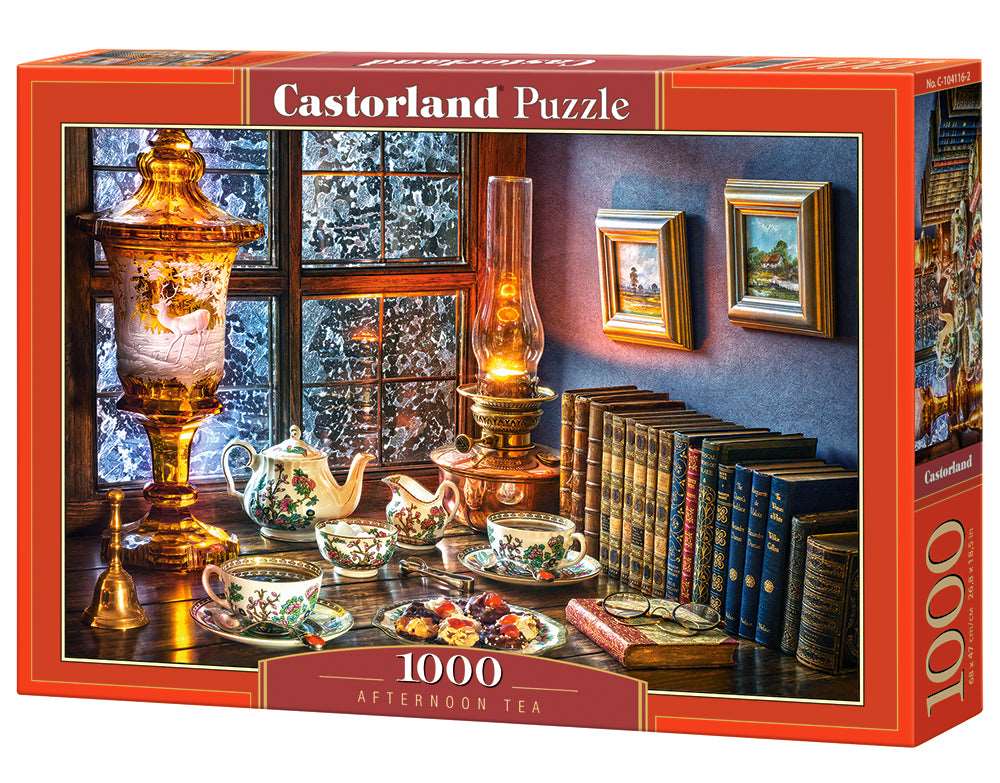 1000 Piece Jigsaw Puzzle, Afternoon Tea, Classic interior, old fashioned furniture, oil lamp, beautiful vase, Adult Puzzle, Castorland C-104116-2 Bridge Toys - Premium Jigsaw Puzzles