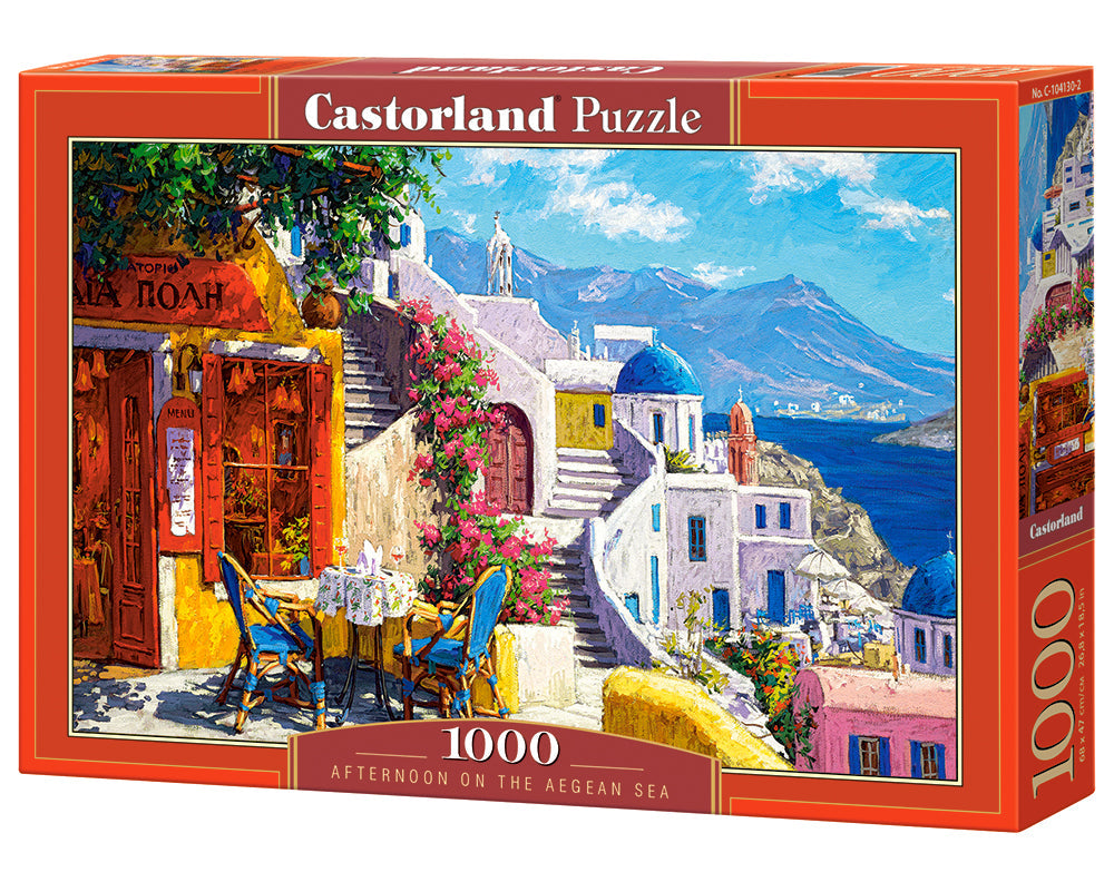 1000 Piece Jigsaw Puzzle, Afternoon on the Aegean Sea, Santorini, Greece, Summer holiday, Adult Puzzle, Castorland C-104130-2 Bridge Toys - Premium Jigsaw Puzzles