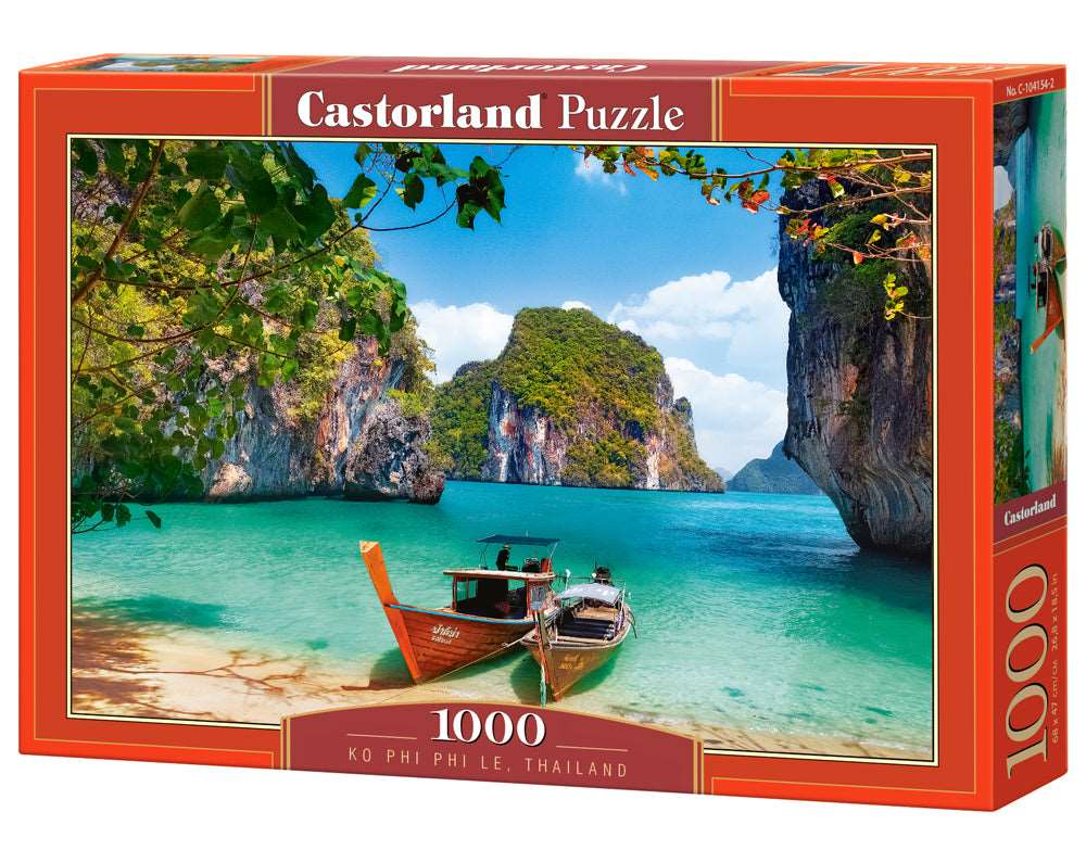 1000 Piece Jigsaw Puzzle, Ko Phi Phi Le, Thailand, Asia, Holiday puzzle, touristic place, beach, ocean puzzle, Adult Puzzle, Castorland C-104154-2 Bridge Toys - Premium Jigsaw Puzzles