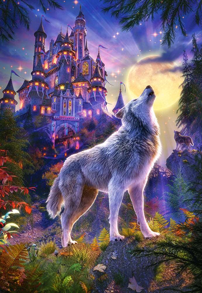 1000 Piece Jigsaw Puzzle, Wolf Castle, Fantasy Puzzle, Castle at night, Adult Puzzle, Castorland C-104178-2 Bridge Toys - Premium Jigsaw Puzzles