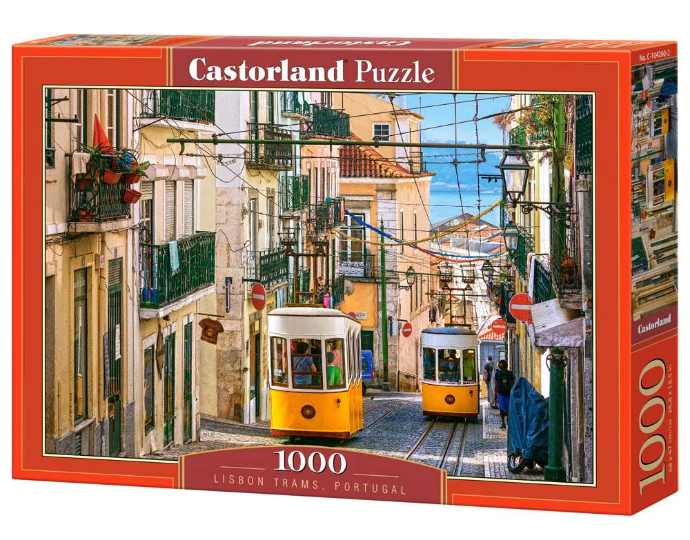 1000 Piece Jigsaw Puzzle, Lisbon Trams, Portugal, European puzzle, Sister city of San Francisco, Adult Puzzle, Castorland C-104260-2 Bridge Toys - Premium Jigsaw Puzzles