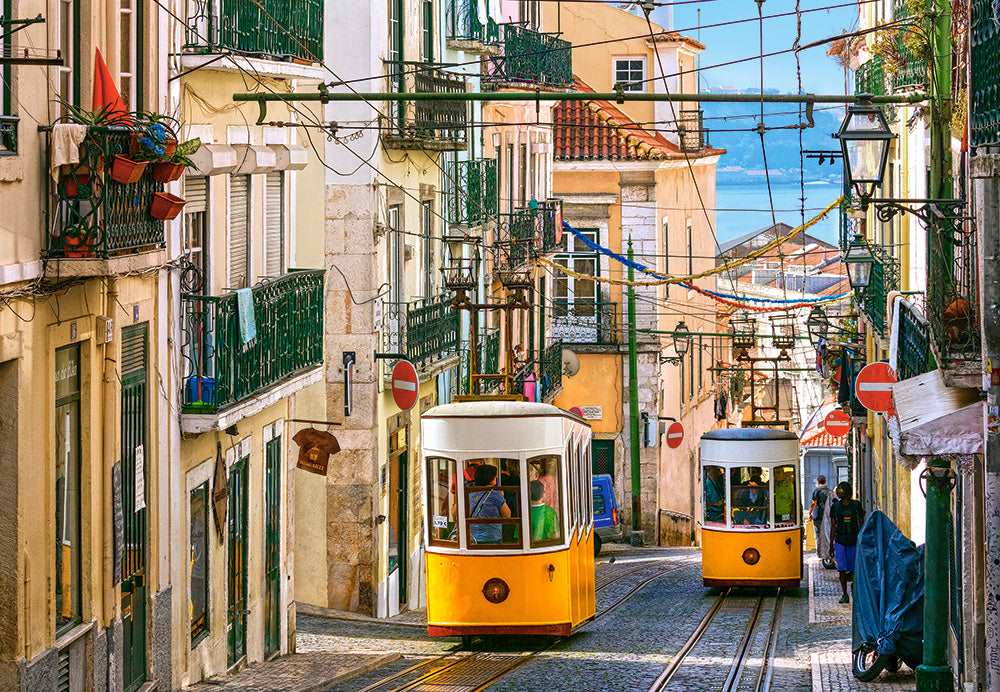 1000 Piece Jigsaw Puzzle, Lisbon Trams, Portugal, European puzzle, Sister city of San Francisco, Adult Puzzle, Castorland C-104260-2 Bridge Toys - Premium Jigsaw Puzzles