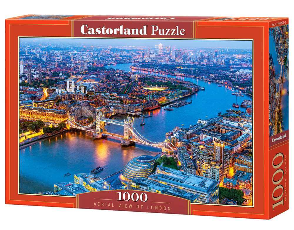 1000 Piece Jigsaw Puzzle, Aerial View of London, England Puzzle, Big Ben and River Thames Puzzle, Adult Puzzle, Castorland C-104291-2 Bridge Toys - Premium Jigsaw Puzzles