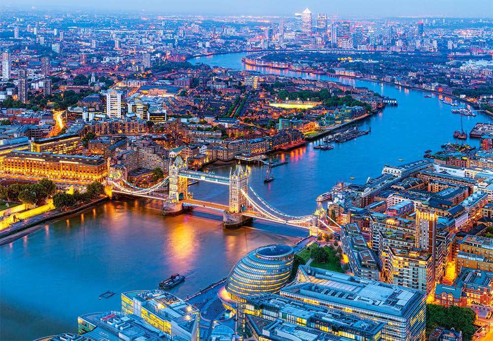 1000 Piece Jigsaw Puzzle, Aerial View of London, England Puzzle, Big Ben and River Thames Puzzle, Adult Puzzle, Castorland C-104291-2 Bridge Toys - Premium Jigsaw Puzzles
