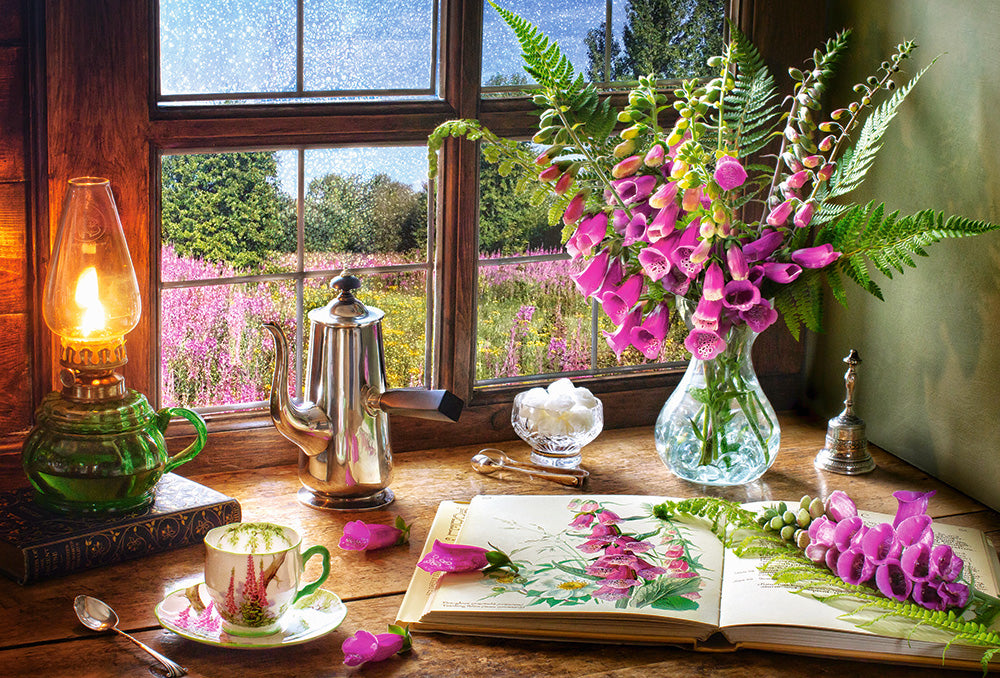 1000 Piece Jigsaw Puzzle, Still Life with Violet Snapdragons, Classic interior, Window view, Garden puzzle, Adult Puzzle, Castorland C-104345-2 Bridge Toys - Premium Jigsaw Puzzles