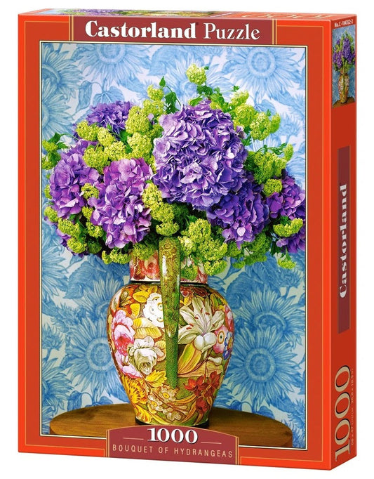 1000 Piece Jigsaw Puzzle, Bouquet of Hydrangeas, Floral still life art., Classic and colorful decor, Adult Puzzle, Castorland C-104352-2 Bridge Toys - Premium Jigsaw Puzzles