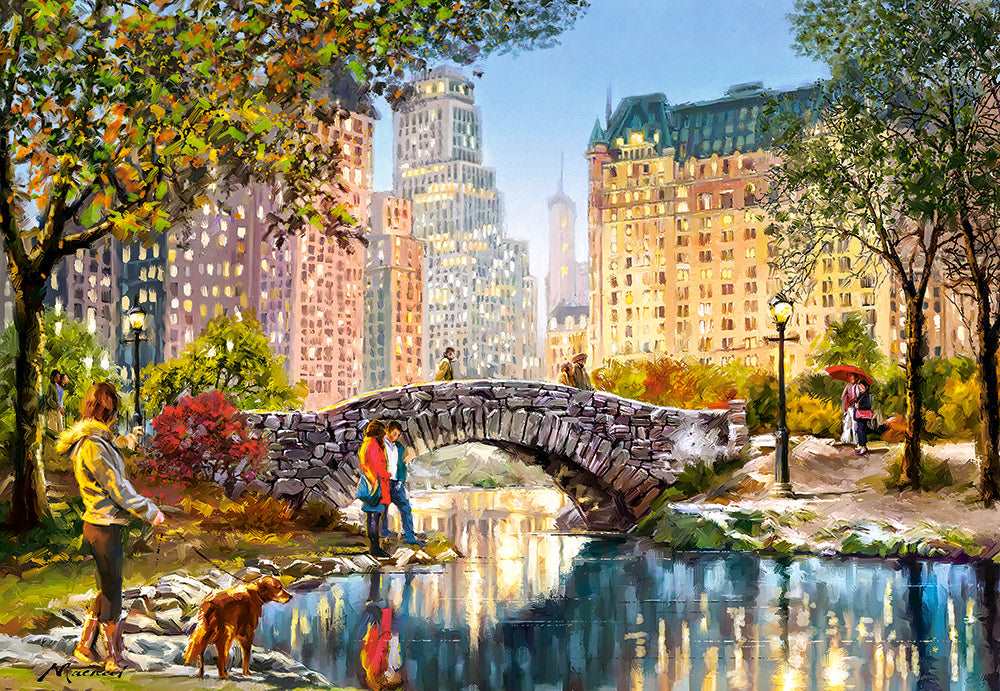1000 Piece Jigsaw Puzzle, Evening Walk Through Central Park, Manhattan Puzzle, New York, USA, Puzzle of New York, Adult Puzzle, Castorland C-104376-2 Bridge Toys - Premium Jigsaw Puzzles