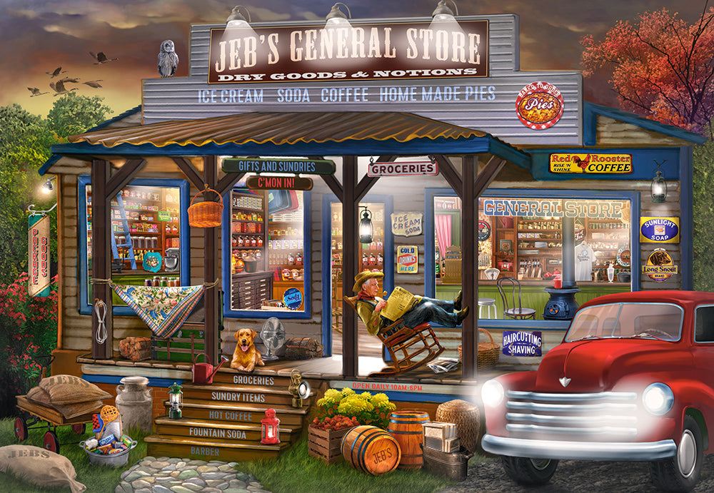 1000 Piece Jigsaw Puzzle, Jeb's General Store, Porch scene puzzle, painting puzzles, Adult Puzzle, Castorland C-104505-2 Bridge Toys - Premium Jigsaw Puzzles