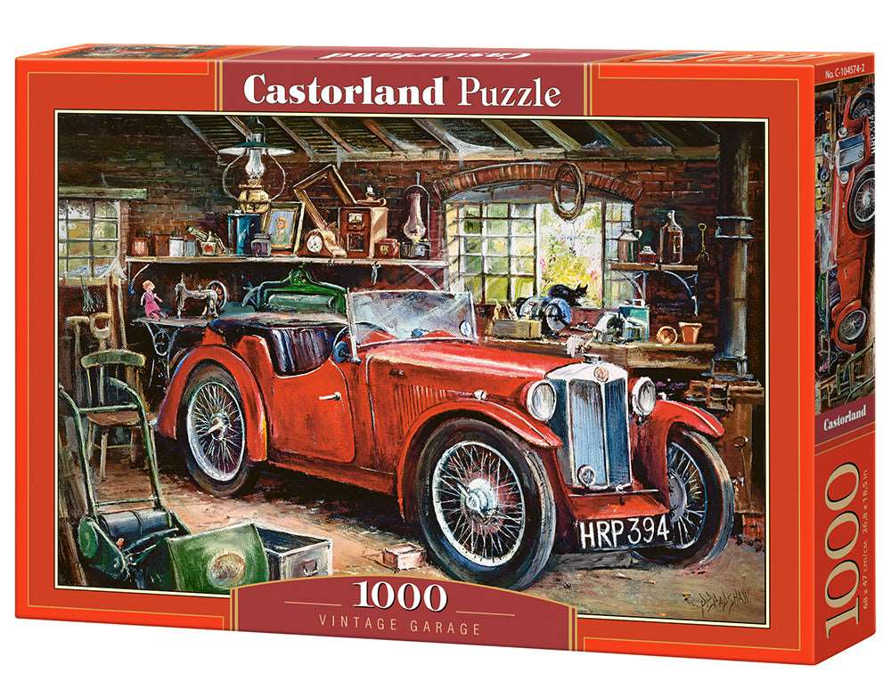 1000 Piece Jigsaw Puzzle, Vintage Garage, automobile, Classic car, Adult Puzzle, Castorland C-104574-2 Bridge Toys - Premium Jigsaw Puzzles