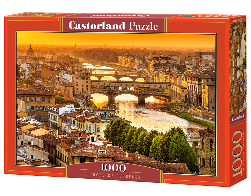 1000 Piece Jigsaw Puzzle, Bridges of Florence, Arno, Tuscany, puzzle of Italy, Adult Puzzle, Castorland C-104826-2 Bridge Toys - Premium Jigsaw Puzzles