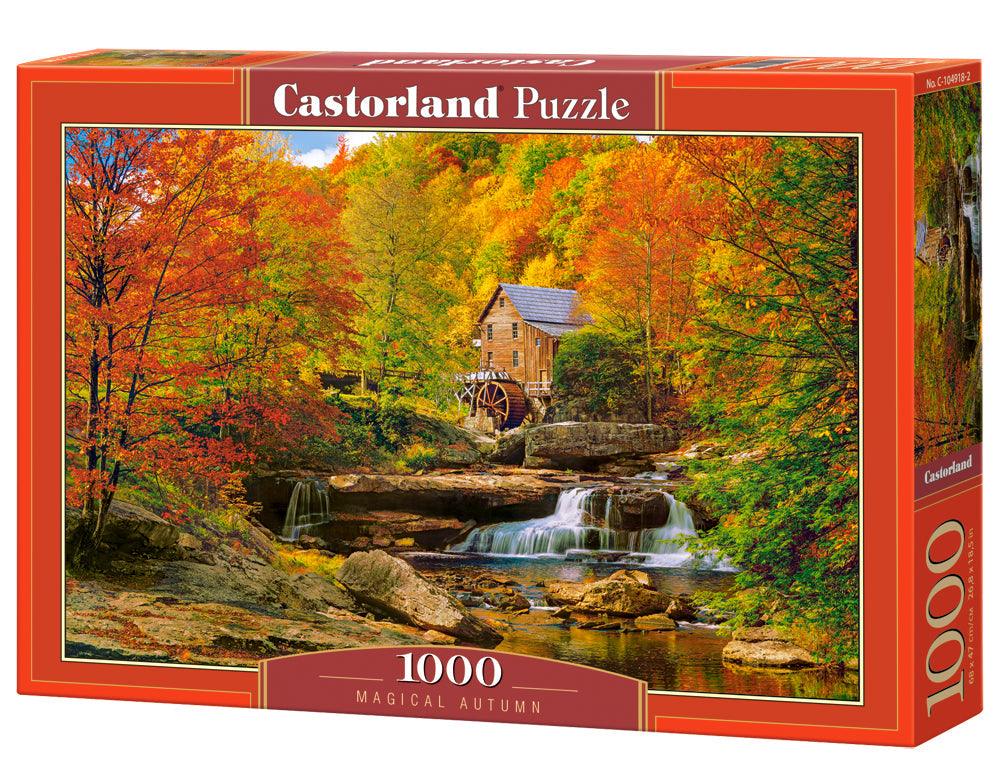 1000 Piece Jigsaw Puzzle, Magical Autumn, Water mil, Nature puzzles, Waterfall, Adult Puzzle, Castorland C-104918-2 Bridge Toys - Premium Jigsaw Puzzles