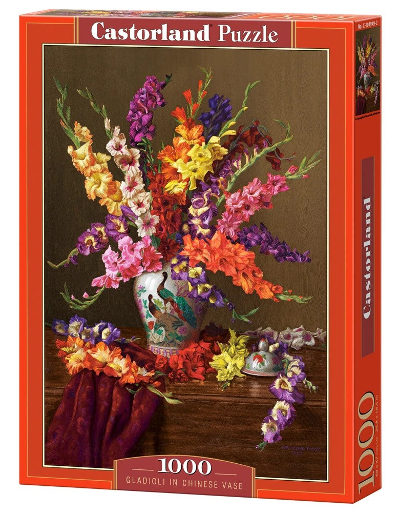 1000 Piece Jigsaw Puzzle, Gladioli in Chinese Vase, Flower puzzles, Still nature painting, Art. puzzle, Adult Puzzle, Castorland C-104949-2 Bridge Toys - Premium Jigsaw Puzzles
