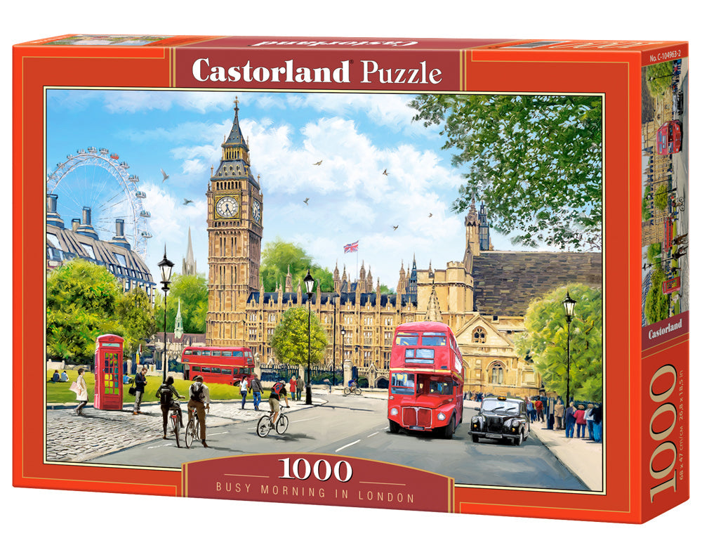 1000 Piece Jigsaw Puzzle, Busy Morning in London, United Kingdom, Great Britain, England puzzle, Big Ben, Adult Puzzle, Castorland C-104963-2 Bridge Toys - Premium Jigsaw Puzzles