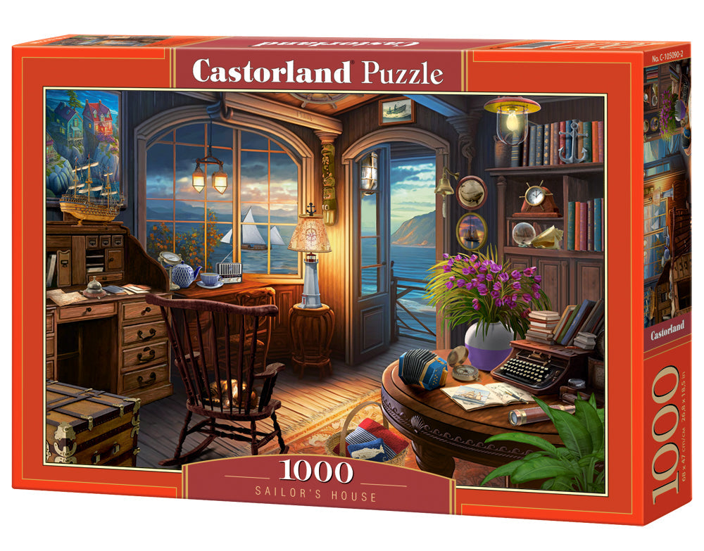 1000 Piece Jigsaw Puzzle, Sailor's House, Romantic puzzles, Ocean view, Adult Puzzle, Castorland C-105090-2 Bridge Toys - Premium Jigsaw Puzzles