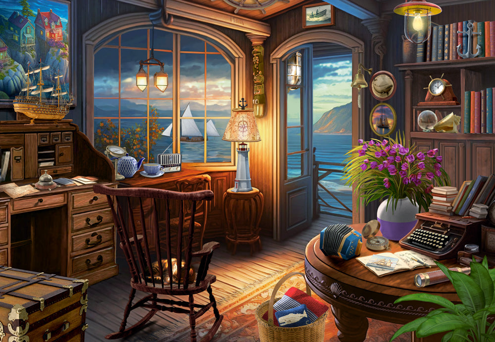 1000 Piece Jigsaw Puzzle, Sailor's House, Romantic puzzles, Ocean view, Adult Puzzle, Castorland C-105090-2 Bridge Toys - Premium Jigsaw Puzzles