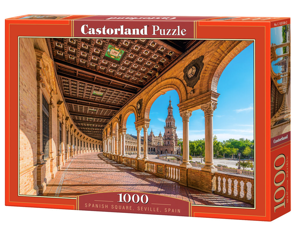 1000 Piece Jigsaw Puzzle, Spanish Square, Seville, Spain , Andalusia, Monument puzzle, Adult Puzzle, Castorland C-105106-2 Bridge Toys - Premium Jigsaw Puzzles