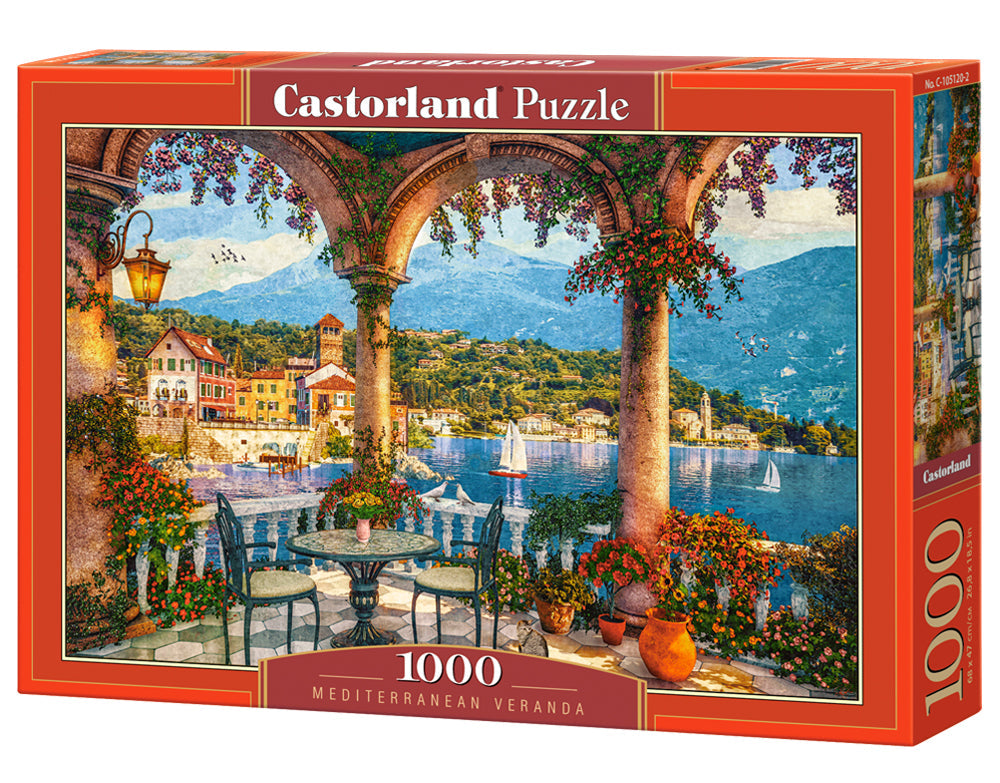 1000 Piece Jigsaw Puzzle, Mediterranean Veranda, Italian mountain lake, Adult Puzzle, Castorland C-105120-2 Bridge Toys - Premium Jigsaw Puzzles