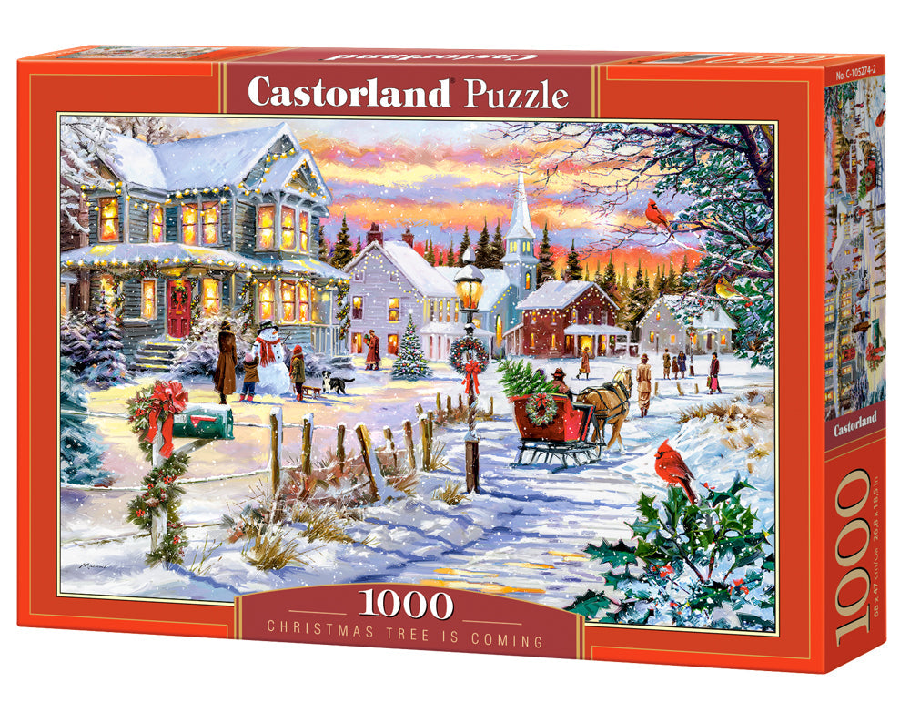 1000 Piece Jigsaw Puzzle, Christmas Tree is Coming, Winter scene, Vintage puzzles, Adult Puzzle, Castorland C-105274-2 Bridge Toys - Premium Jigsaw Puzzles