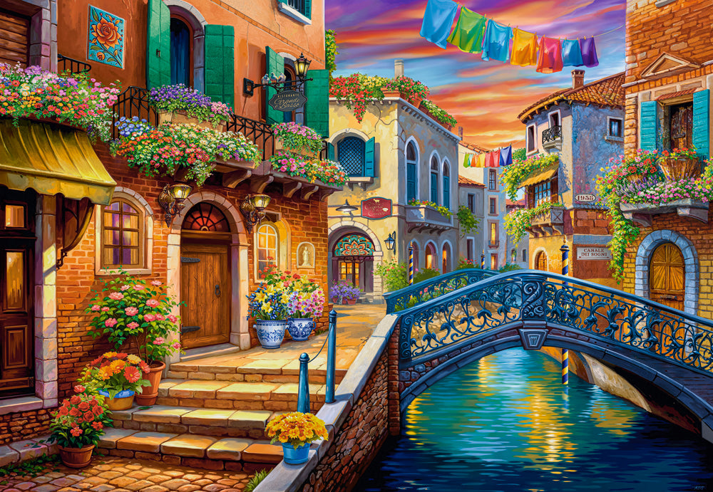 1000 Piece Jigsaw Puzzle, Venetian Dream, Vibrant Venice canal scene, Italian charm, Adult Puzzle, Castorland C-105281-2 Bridge Toys - Premium Jigsaw Puzzles