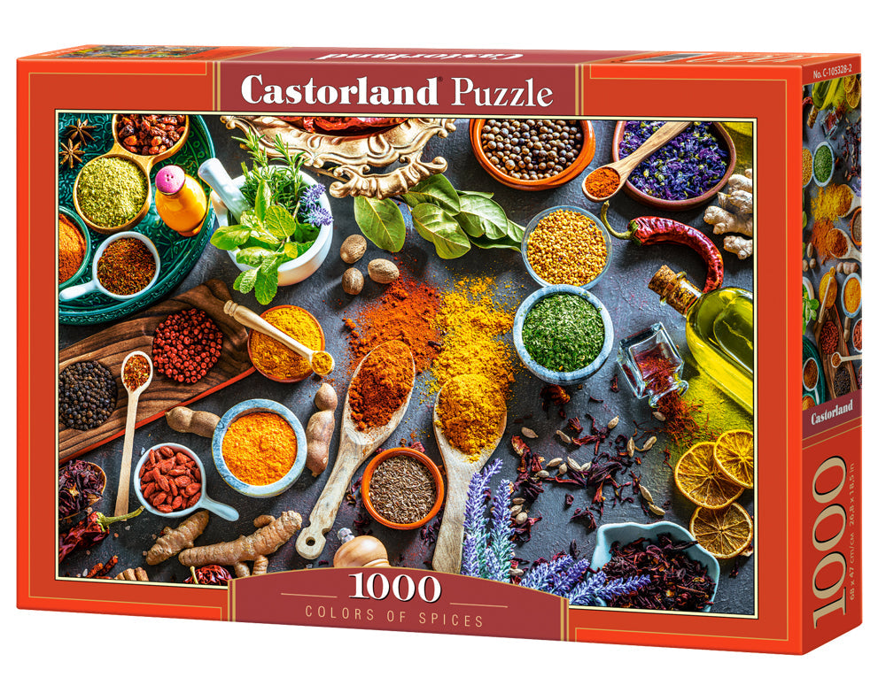 1000 Piece Jigsaw Puzzle, Colors of Spices, Food puzzles, Variety of colors, Culinary-themed puzzle, Adult Puzzle, Castorland C-105328-2 Bridge Toys - Premium Jigsaw Puzzles