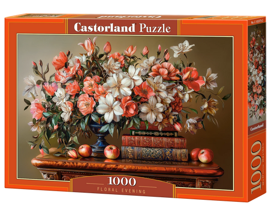 1000 Piece Jigsaw Puzzle, Floral Evening, Floral Still Life, Vintage Library, Fine Art Hobby, Adult Puzzle, Castorland C-105373-2 Bridge Toys - Premium Jigsaw Puzzles