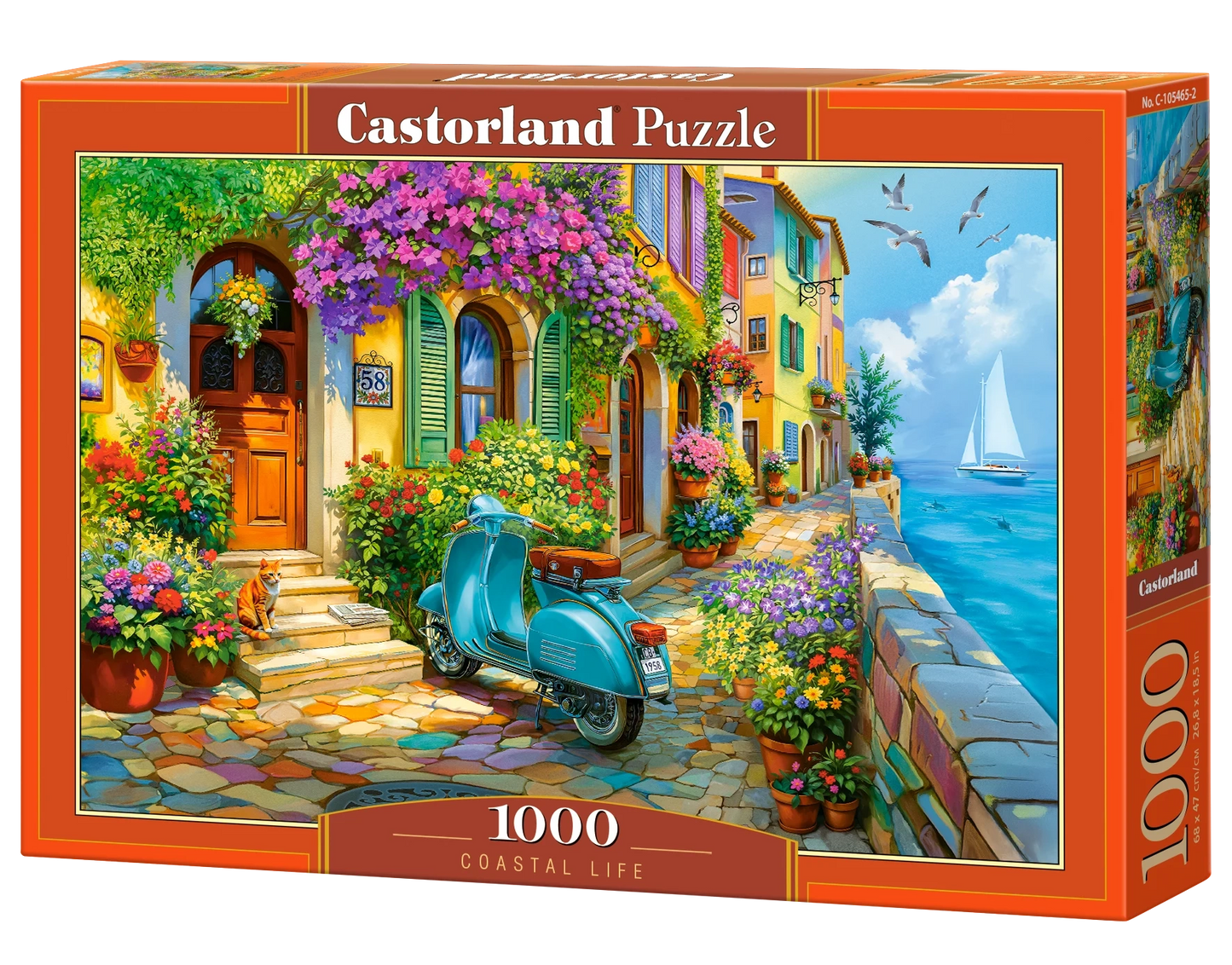 1000 Piece Jigsaw Puzzle, Coastal Life, Mediterranean Village, Italian Riviera puzzle, Seaside, Adult Puzzle, Castorland C-105465-2 Bridge Toys - Premium Jigsaw Puzzles
