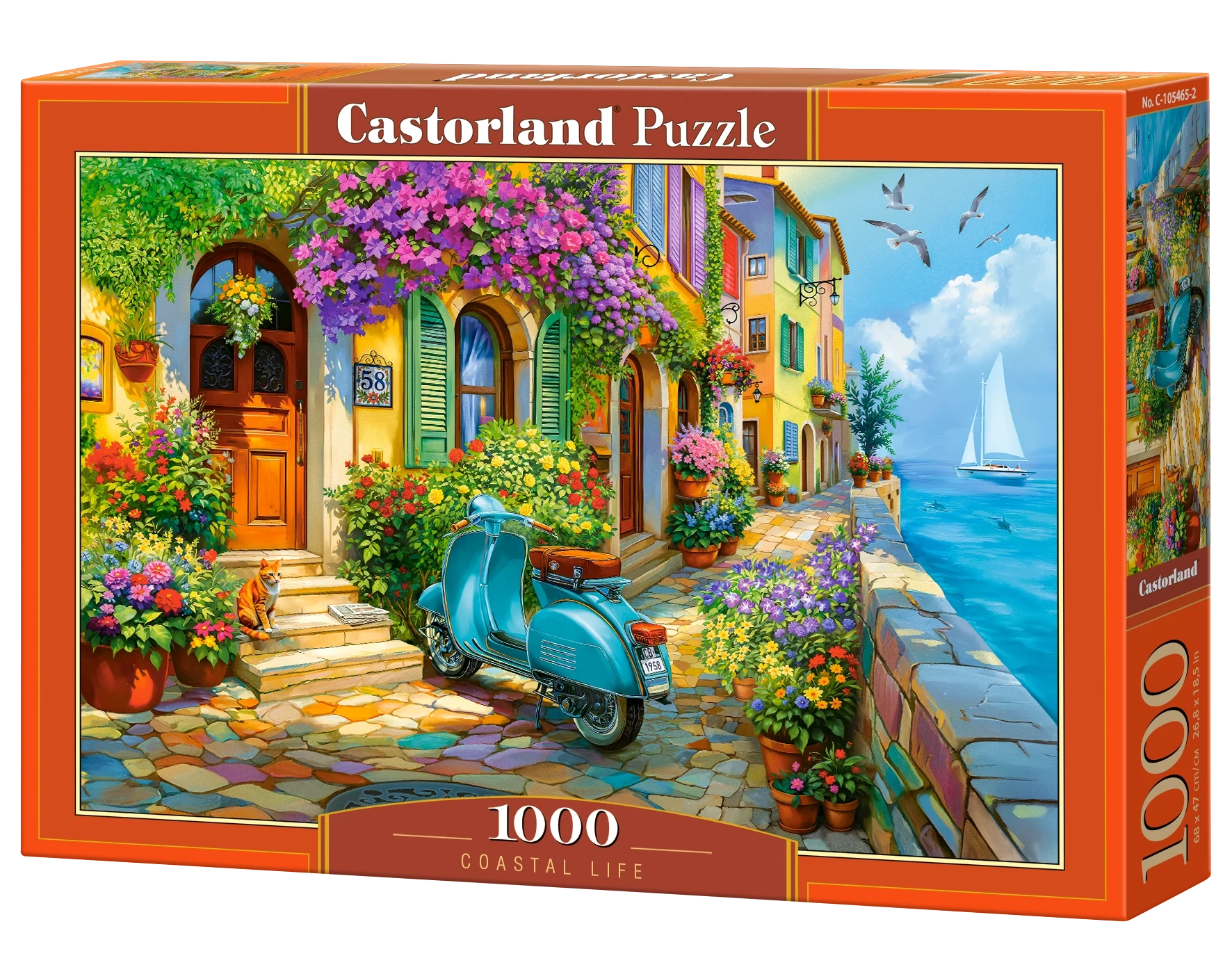 1000 Piece Jigsaw Puzzle, Coastal Life, Mediterranean Village, Italian Riviera puzzle, Seaside, Adult Puzzle, Castorland C-105465-2 Bridge Toys - Premium Jigsaw Puzzles